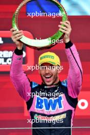 Pierre Gasly (FRA) Alpine F1 Team celebrates his third position on the podium. 03.11.2024. Formula 1 World Championship, Rd 21, Brazilian Grand Prix, Sao Paulo, Brazil, Race Day.