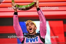 Pierre Gasly (FRA) Alpine F1 Team celebrates his third position on the podium. 03.11.2024. Formula 1 World Championship, Rd 21, Brazilian Grand Prix, Sao Paulo, Brazil, Race Day.