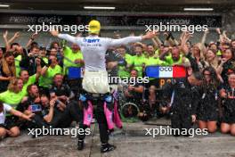 Esteban Ocon (FRA) Alpine F1 Team celebrates his second position with the team. 03.11.2024. Formula 1 World Championship, Rd 21, Brazilian Grand Prix, Sao Paulo, Brazil, Race Day.