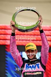 Esteban Ocon (FRA) Alpine F1 Team celebrates his second position on the podium. 03.11.2024. Formula 1 World Championship, Rd 21, Brazilian Grand Prix, Sao Paulo, Brazil, Race Day.