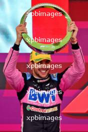 Pierre Gasly (FRA) Alpine F1 Team celebrates his third position on the podium. 03.11.2024. Formula 1 World Championship, Rd 21, Brazilian Grand Prix, Sao Paulo, Brazil, Race Day.