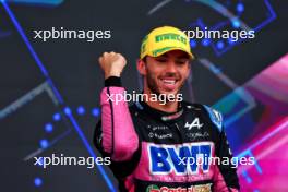 Pierre Gasly (FRA) Alpine F1 Team celebrates his third position on the podium. 03.11.2024. Formula 1 World Championship, Rd 21, Brazilian Grand Prix, Sao Paulo, Brazil, Race Day.