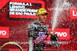 Pierre Gasly (FRA) Alpine F1 Team celebrates his third position on the podium. 03.11.2024. Formula 1 World Championship, Rd 21, Brazilian Grand Prix, Sao Paulo, Brazil, Race Day.