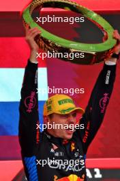 Race winner Max Verstappen (NLD) Red Bull Racing celebrates on the podium. 03.11.2024. Formula 1 World Championship, Rd 21, Brazilian Grand Prix, Sao Paulo, Brazil, Race Day.