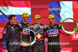 The podium (L to R): Pierre Wache (FRA) Red Bull Racing Technical Director; Esteban Ocon (FRA) Alpine F1 Team, second; Max Verstappen (NLD) Red Bull Racing, race winner; Pierre Gasly (FRA) Alpine F1 Team, third. 03.11.2024. Formula 1 World Championship, Rd 21, Brazilian Grand Prix, Sao Paulo, Brazil, Race Day.