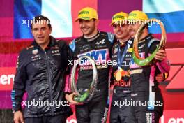 The podium (L to R): Pierre Wache (FRA) Red Bull Racing Technical Director; Esteban Ocon (FRA) Alpine F1 Team, second; Max Verstappen (NLD) Red Bull Racing, race winner; Pierre Gasly (FRA) Alpine F1 Team, third. 03.11.2024. Formula 1 World Championship, Rd 21, Brazilian Grand Prix, Sao Paulo, Brazil, Race Day.