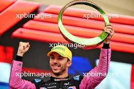 Pierre Gasly (FRA) Alpine F1 Team celebrates his third position on the podium. 03.11.2024. Formula 1 World Championship, Rd 21, Brazilian Grand Prix, Sao Paulo, Brazil, Race Day.