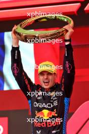 Race winner Max Verstappen (NLD) Red Bull Racing celebrates on the podium. 03.11.2024. Formula 1 World Championship, Rd 21, Brazilian Grand Prix, Sao Paulo, Brazil, Race Day.