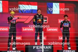 The podium (L to R): Esteban Ocon (FRA) Alpine F1 Team, second; Max Verstappen (NLD) Red Bull Racing, race winner; Pierre Gasly (FRA) Alpine F1 Team, third. 03.11.2024. Formula 1 World Championship, Rd 21, Brazilian Grand Prix, Sao Paulo, Brazil, Race Day.