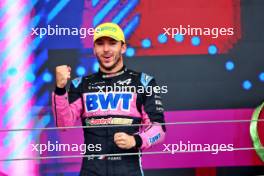 Pierre Gasly (FRA) Alpine F1 Team celebrates his third position on the podium. 03.11.2024. Formula 1 World Championship, Rd 21, Brazilian Grand Prix, Sao Paulo, Brazil, Race Day.