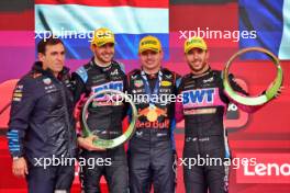 The podium (L to R): Pierre Wache (FRA) Red Bull Racing Technical Director; Esteban Ocon (FRA) Alpine F1 Team, second; Max Verstappen (NLD) Red Bull Racing, race winner; Pierre Gasly (FRA) Alpine F1 Team, third. 03.11.2024. Formula 1 World Championship, Rd 21, Brazilian Grand Prix, Sao Paulo, Brazil, Race Day.