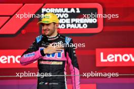 Pierre Gasly (FRA) Alpine F1 Team celebrates his third position on the podium. 03.11.2024. Formula 1 World Championship, Rd 21, Brazilian Grand Prix, Sao Paulo, Brazil, Race Day.