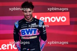 Pierre Gasly (FRA) Alpine F1 Team celebrates his third position on the podium. 03.11.2024. Formula 1 World Championship, Rd 21, Brazilian Grand Prix, Sao Paulo, Brazil, Race Day.