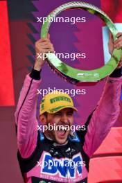 Esteban Ocon (FRA) Alpine F1 Team celebrates his second position on the podium. 03.11.2024. Formula 1 World Championship, Rd 21, Brazilian Grand Prix, Sao Paulo, Brazil, Race Day.