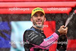 Pierre Gasly (FRA) Alpine F1 Team celebrates his third position on the podium. 03.11.2024. Formula 1 World Championship, Rd 21, Brazilian Grand Prix, Sao Paulo, Brazil, Race Day.