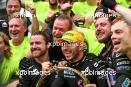 Pierre Gasly (FRA) Alpine F1 Team celebrates his third position with the team. 03.11.2024. Formula 1 World Championship, Rd 21, Brazilian Grand Prix, Sao Paulo, Brazil, Race Day.