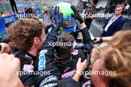 Esteban Ocon (FRA) Alpine F1 Team celebrates his second position with the team in parc ferme. 03.11.2024. Formula 1 World Championship, Rd 21, Brazilian Grand Prix, Sao Paulo, Brazil, Race Day.