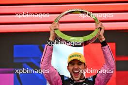 Esteban Ocon (FRA) Alpine F1 Team celebrates his second position on the podium. 03.11.2024. Formula 1 World Championship, Rd 21, Brazilian Grand Prix, Sao Paulo, Brazil, Race Day.