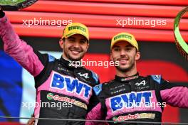 (L to R): Esteban Ocon (FRA) Alpine F1 Team celebrates his second position on the podium with third placed team mate Pierre Gasly (FRA) Alpine F1 Team. 03.11.2024. Formula 1 World Championship, Rd 21, Brazilian Grand Prix, Sao Paulo, Brazil, Race Day.