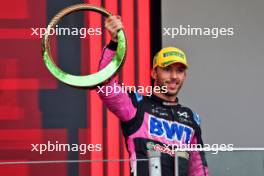 Pierre Gasly (FRA) Alpine F1 Team celebrates his third position on the podium. 03.11.2024. Formula 1 World Championship, Rd 21, Brazilian Grand Prix, Sao Paulo, Brazil, Race Day.