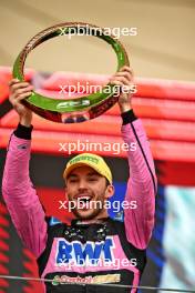 Pierre Gasly (FRA) Alpine F1 Team celebrates his third position on the podium. 03.11.2024. Formula 1 World Championship, Rd 21, Brazilian Grand Prix, Sao Paulo, Brazil, Race Day.