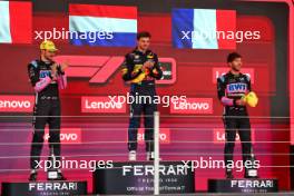 The podium (L to R): Esteban Ocon (FRA) Alpine F1 Team, second; Max Verstappen (NLD) Red Bull Racing, race winner; Pierre Gasly (FRA) Alpine F1 Team, third. 03.11.2024. Formula 1 World Championship, Rd 21, Brazilian Grand Prix, Sao Paulo, Brazil, Race Day.