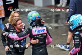 Esteban Ocon (FRA) Alpine F1 Team and Pierre Gasly (FRA) Alpine F1 Team celebrate a 2-3 finish in parc ferme. 03.11.2024. Formula 1 World Championship, Rd 21, Brazilian Grand Prix, Sao Paulo, Brazil, Race Day.