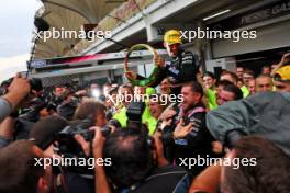 Pierre Gasly (FRA) Alpine F1 Team celebrates his third position with the team. 03.11.2024. Formula 1 World Championship, Rd 21, Brazilian Grand Prix, Sao Paulo, Brazil, Race Day.