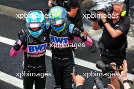 (L to R): Pierre Gasly (FRA) Alpine F1 Team celebrates his third position with second placed team mate Esteban Ocon (FRA) Alpine F1 Team in parc ferme. 03.11.2024. Formula 1 World Championship, Rd 21, Brazilian Grand Prix, Sao Paulo, Brazil, Race Day.