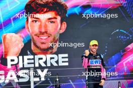 Pierre Gasly (FRA) Alpine F1 Team celebrates his third position on the podium. 03.11.2024. Formula 1 World Championship, Rd 21, Brazilian Grand Prix, Sao Paulo, Brazil, Race Day.