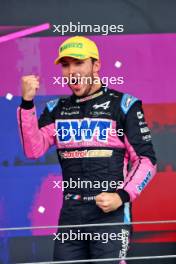 Pierre Gasly (FRA) Alpine F1 Team celebrates his third position on the podium. 03.11.2024. Formula 1 World Championship, Rd 21, Brazilian Grand Prix, Sao Paulo, Brazil, Race Day.