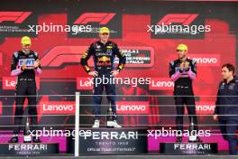 The podium (L to R): Esteban Ocon (FRA) Alpine F1 Team, second; Max Verstappen (NLD) Red Bull Racing, race winner; Pierre Gasly (FRA) Alpine F1 Team, third. 03.11.2024. Formula 1 World Championship, Rd 21, Brazilian Grand Prix, Sao Paulo, Brazil, Race Day.