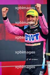 Pierre Gasly (FRA) Alpine F1 Team celebrates his third position on the podium. 03.11.2024. Formula 1 World Championship, Rd 21, Brazilian Grand Prix, Sao Paulo, Brazil, Race Day.