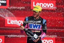 Pierre Gasly (FRA) Alpine F1 Team celebrates his third position on the podium. 03.11.2024. Formula 1 World Championship, Rd 21, Brazilian Grand Prix, Sao Paulo, Brazil, Race Day.