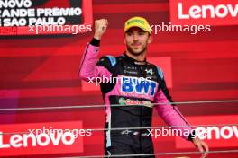 Pierre Gasly (FRA) Alpine F1 Team celebrates his third position on the podium. 03.11.2024. Formula 1 World Championship, Rd 21, Brazilian Grand Prix, Sao Paulo, Brazil, Race Day.