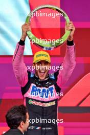 Pierre Gasly (FRA) Alpine F1 Team celebrates his third position on the podium. 03.11.2024. Formula 1 World Championship, Rd 21, Brazilian Grand Prix, Sao Paulo, Brazil, Race Day.