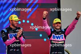 (L to R): Pierre Gasly (FRA) Alpine F1 Team celebrates his third position on the podium with third placed team mate Esteban Ocon (FRA) Alpine F1 Team. 03.11.2024. Formula 1 World Championship, Rd 21, Brazilian Grand Prix, Sao Paulo, Brazil, Race Day.