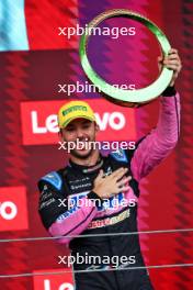 Esteban Ocon (FRA) Alpine F1 Team celebrates his second position on the podium. 03.11.2024. Formula 1 World Championship, Rd 21, Brazilian Grand Prix, Sao Paulo, Brazil, Race Day.