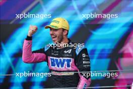 Pierre Gasly (FRA) Alpine F1 Team celebrates his third position on the podium. 03.11.2024. Formula 1 World Championship, Rd 21, Brazilian Grand Prix, Sao Paulo, Brazil, Race Day.