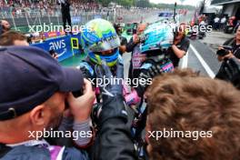 Esteban Ocon (FRA) Alpine F1 Team and Pierre Gasly (FRA) Alpine F1 Team celebrate a 2-3 finish in parc ferme. 03.11.2024. Formula 1 World Championship, Rd 21, Brazilian Grand Prix, Sao Paulo, Brazil, Race Day.