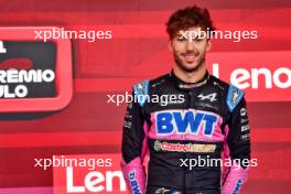 Pierre Gasly (FRA) Alpine F1 Team celebrates his third position on the podium. 03.11.2024. Formula 1 World Championship, Rd 21, Brazilian Grand Prix, Sao Paulo, Brazil, Race Day.