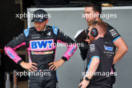 Esteban Ocon (FRA) Alpine F1 Team in the pits while the race is red flagged. 03.11.2024. Formula 1 World Championship, Rd 21, Brazilian Grand Prix, Sao Paulo, Brazil, Race Day.