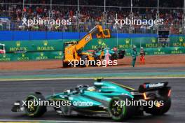 Lance Stroll (CDN) Aston Martin F1 Team AMR24 crashed on the formation lap. 03.11.2024. Formula 1 World Championship, Rd 21, Brazilian Grand Prix, Sao Paulo, Brazil, Race Day.