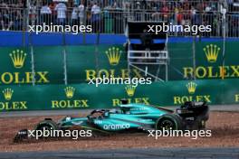 Lance Stroll (CDN) Aston Martin F1 Team AMR24 crashed on the formation lap. 03.11.2024. Formula 1 World Championship, Rd 21, Brazilian Grand Prix, Sao Paulo, Brazil, Race Day.