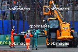 Lance Stroll (CDN) Aston Martin F1 Team AMR24 crashed on the formation lap. 03.11.2024. Formula 1 World Championship, Rd 21, Brazilian Grand Prix, Sao Paulo, Brazil, Race Day.