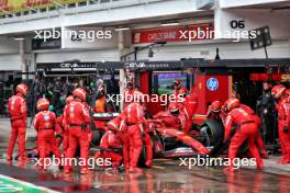 Charles Leclerc (MON) Ferrari SF-24 makes a pit stop. 03.11.2024. Formula 1 World Championship, Rd 21, Brazilian Grand Prix, Sao Paulo, Brazil, Race Day.