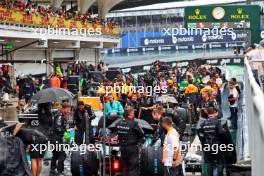 Lewis Hamilton (GBR) Mercedes AMG F1 W15 in the pits while the race is red flagged. 03.11.2024. Formula 1 World Championship, Rd 21, Brazilian Grand Prix, Sao Paulo, Brazil, Race Day.