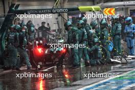 Fernando Alonso (ESP) Aston Martin F1 Team AMR24 makes a pit stop. 03.11.2024. Formula 1 World Championship, Rd 21, Brazilian Grand Prix, Sao Paulo, Brazil, Race Day.