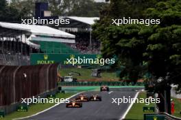 Lando Norris (GBR) McLaren MCL38 leads Oscar Piastri (AUS) McLaren MCL38 who is closed on by Max Verstappen (NLD) Red Bull Racing RB20 under the VSC. 02.11.2024. Formula 1 World Championship, Rd 21, Brazilian Grand Prix, Sao Paulo, Brazil, Sprint and Qualifying Day.