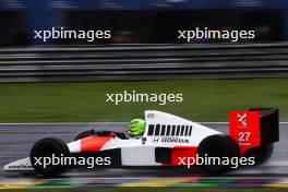 Lewis Hamilton drives Ayrton Senna's 1990 title winning car 03.11.2024. Formula 1 World Championship, Rd 21, Brazilian Grand Prix, Sao Paulo, Brazil, Race Day.